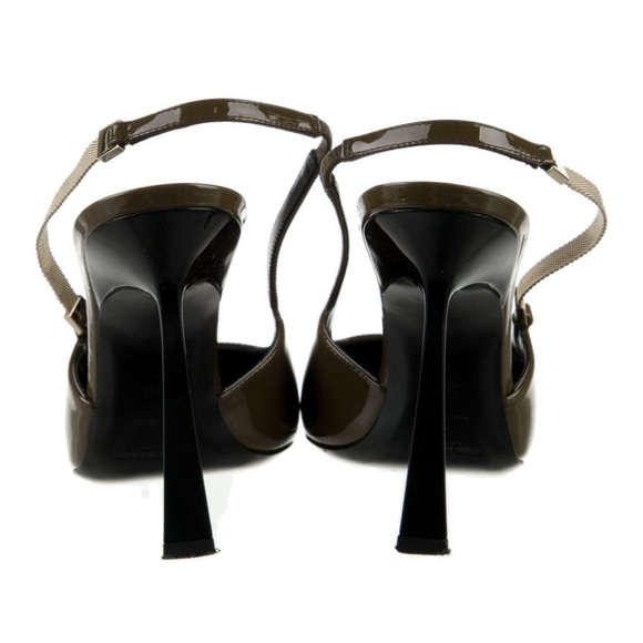 SAINT LAURENT BLAKE SLINGBACK PUMP IN AMBER GREEN - Picture 10 of 14